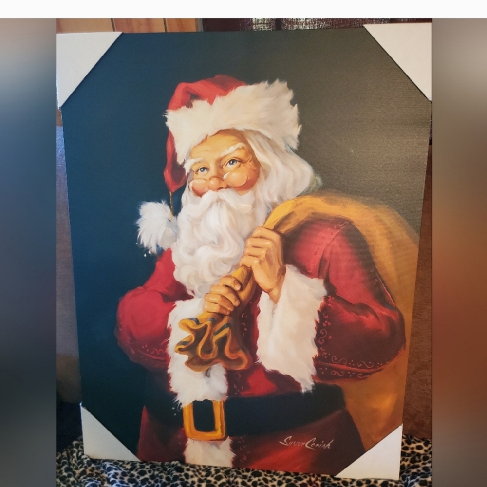 NEW 2024 DOLLAR GENERAL SUSAN COMISH SANTA CHRISTMAS CANVAS. VERY PRETTY.
